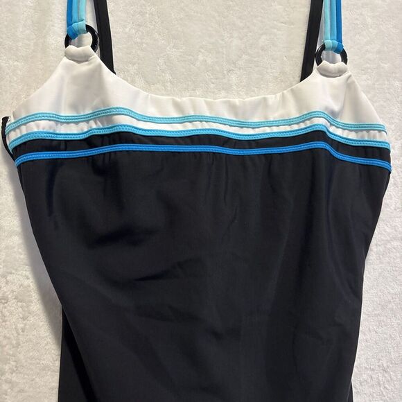 Miraclesuit Women's One Piece Slimming Underwire Swimsuit Size 14 Black Blue - Picture 4 of 14